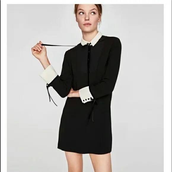 ZARA CONTRASTING MINI DRESS - Picture 7 of 7